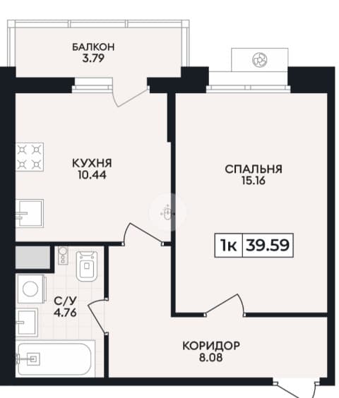 1-комнатная квартира с whitebox